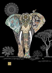 "Decorative Elephant" gold foil card from Bug Art