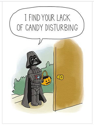 "Little Vader" Halloween card from Tree-Free Gree