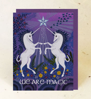 "Unicorn Magic" paper greeting card from Little Gold Fox Designs